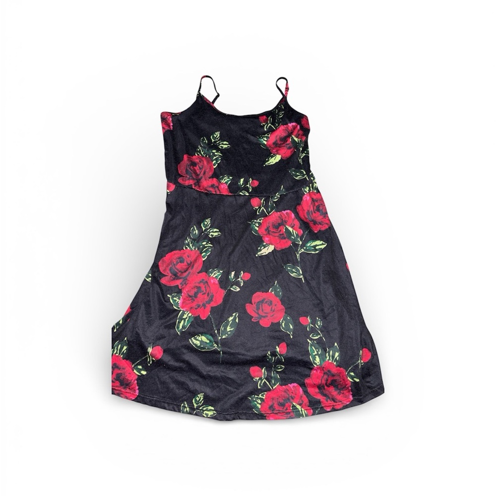 Floral Black and Red Womans Dress